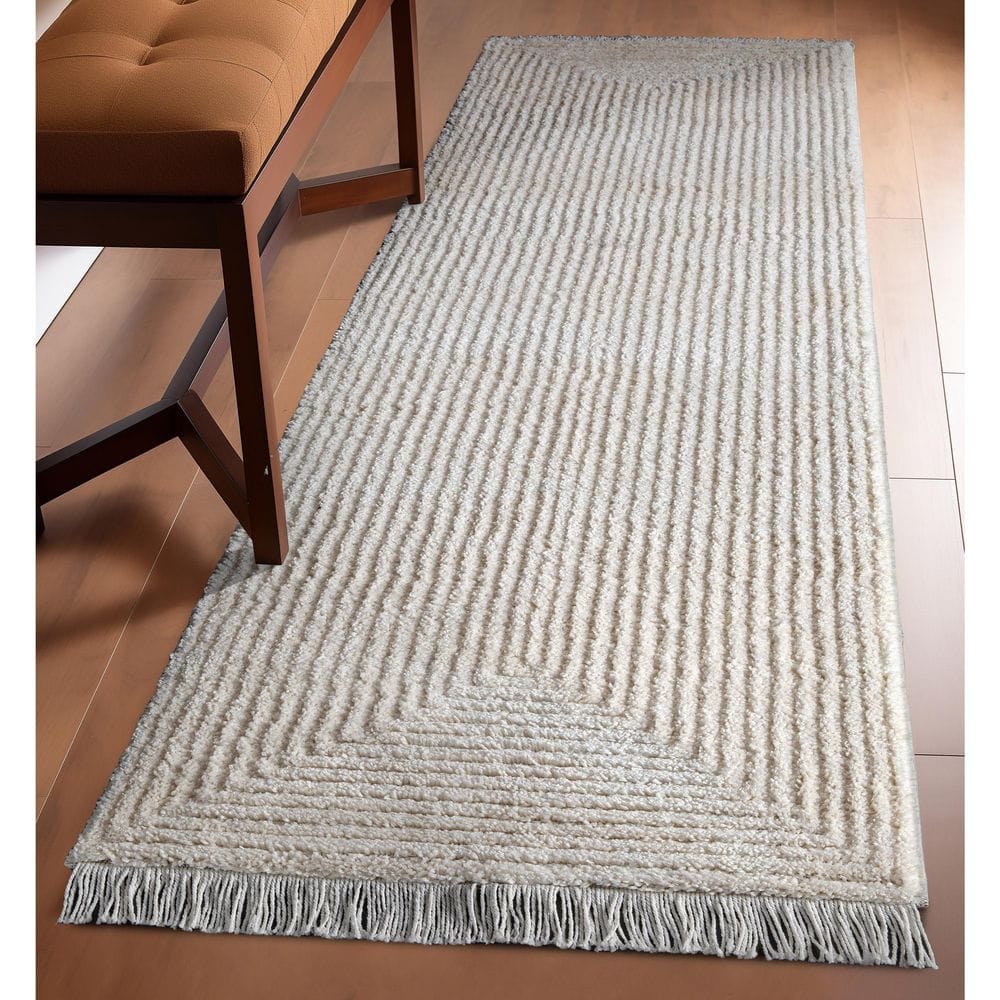 Marina Carlow Modern Solid Shag, Ivory 5 ft. 3 in. x 7 ft. 3 in., Area Rug - Hercitys
