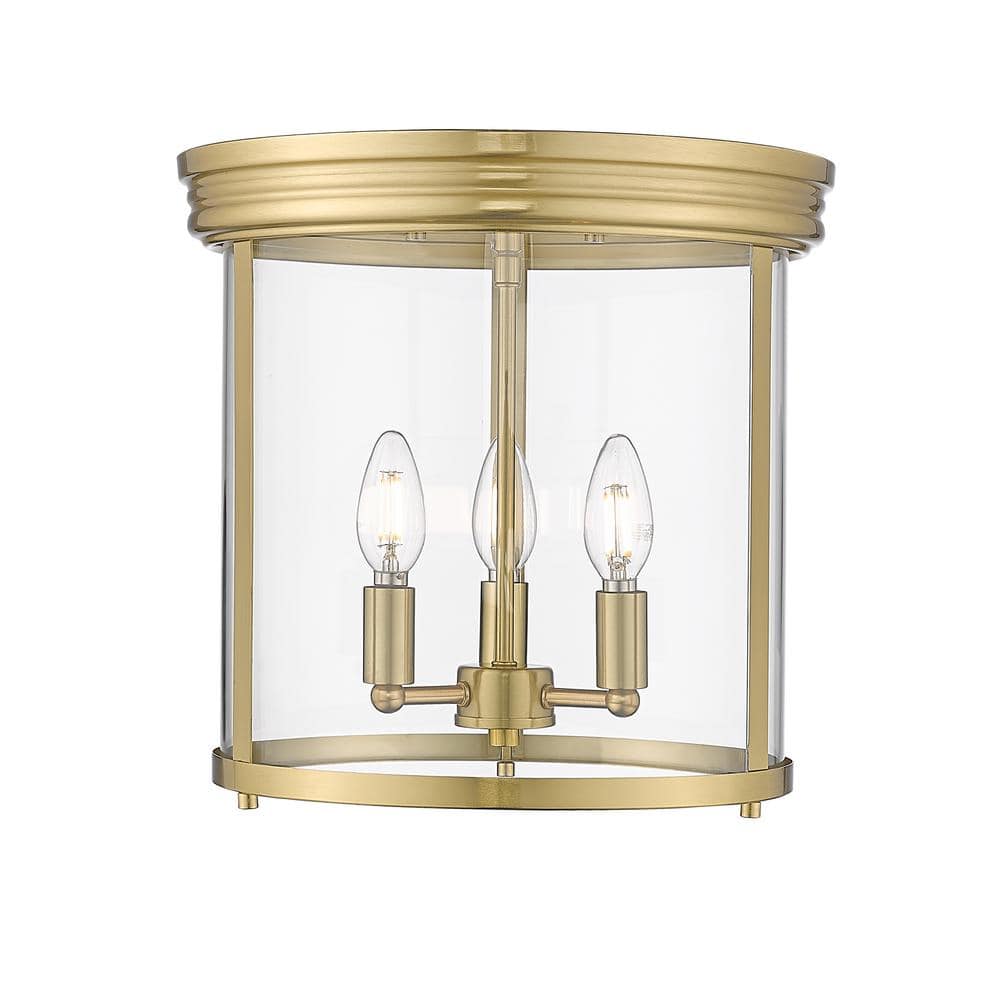Thayer 13 in. Luxe Gold Integrated LED Flush Mount with Clear Glass Shade (1-Pack) - Hercitys