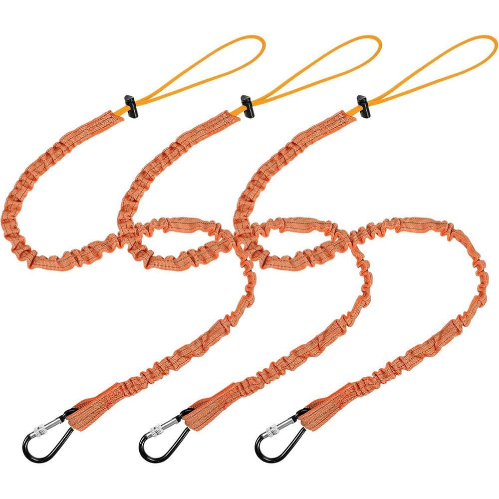 Lanyard Series 2.95 ft. Retractable Lifeline with Aluminum Screw Lock Buckle, Adjustable Fall Protection-Orange, 3 Pack - Hercitys