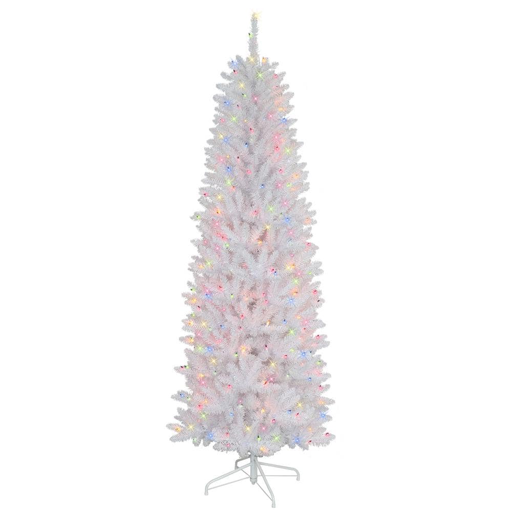 6.5 ft. Prelit Pencil White Fraser Fir Artificial Christmas Tree with 250 Lights - Hercitys
