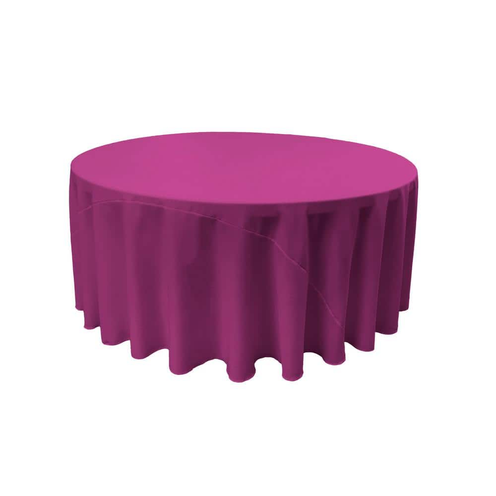 Polyester Poplin Tablecloth 132-Inches Round, Magenta - Hercitys
