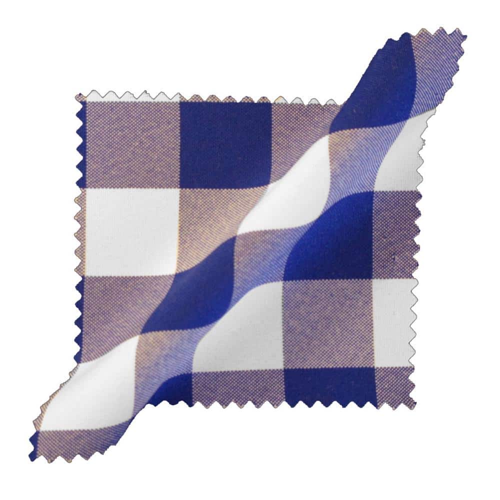 Polyester Gingham Checkered 90 in. Round Tablecloth, White and Royal Blue - Hercitys