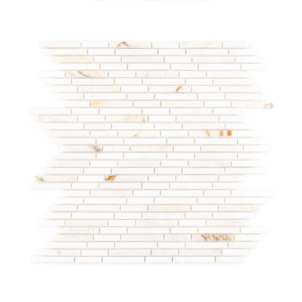 Lightspeed White/Gold 12.5 in. x 11.875 in. Chevron Polished Calacatta Thassos/Marble Mosaic Tile (10.30 sq. ft./Case) - Hercitys