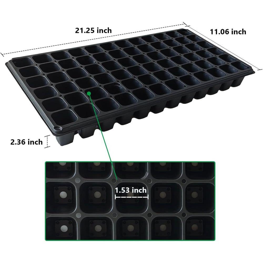 Deep 72 Cell Seedling Trays Thick Durable Plug Tray for 1020 Flat Trays Germination 21.25 in. x11 in. x 2.36 in. 10-Pack - Hercitys