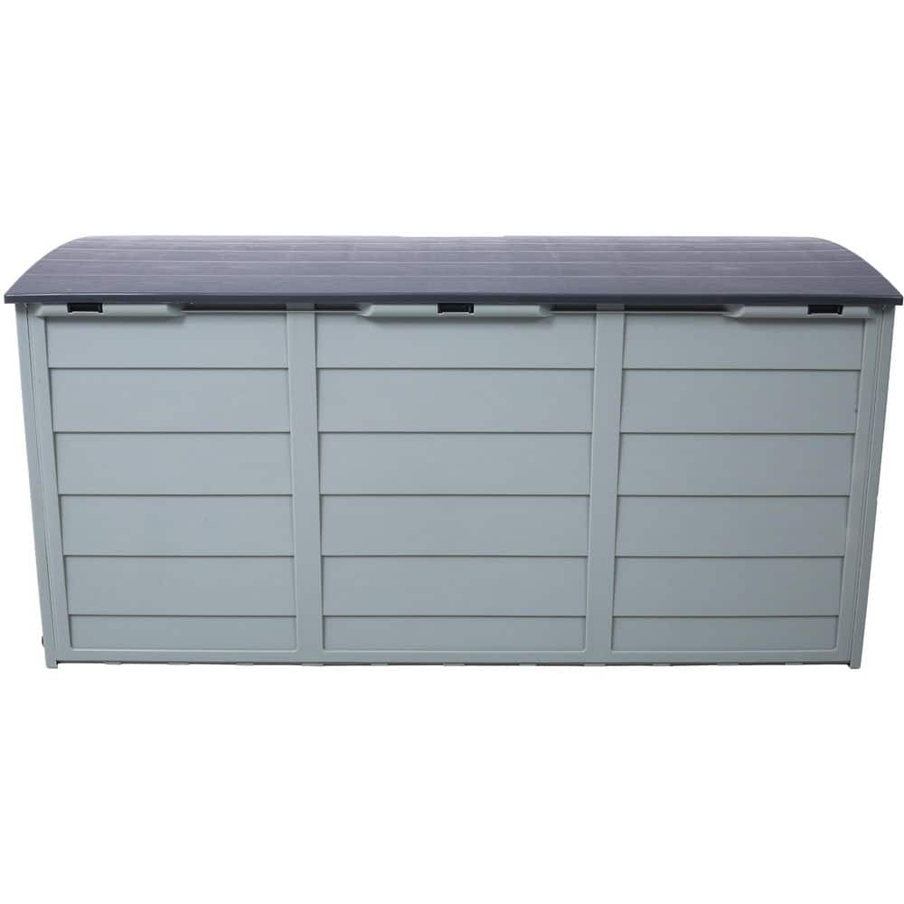 75 Gal. Gray Resin Deck Box-Organization and Storage for Patio Furniture, Outdoor Cushions, Garden Tools and Pool Toys - Hercitys