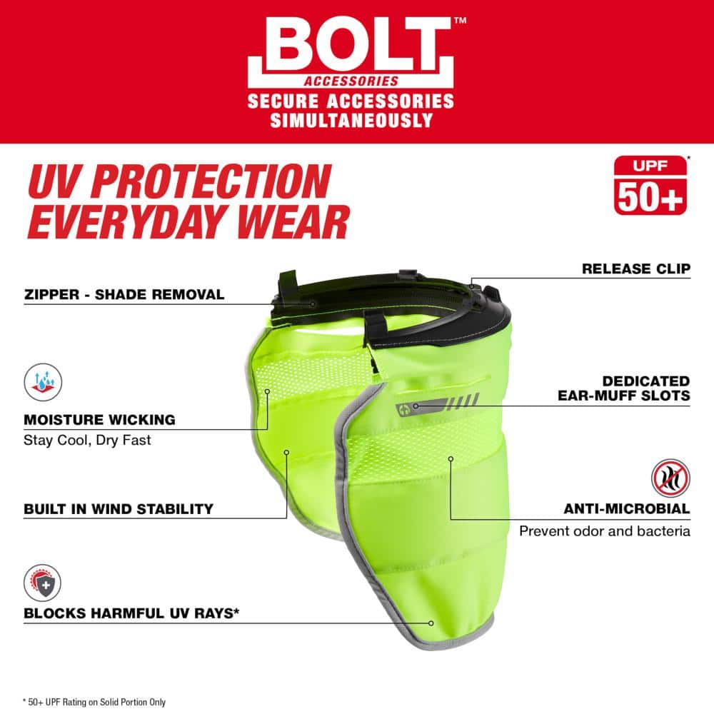 BOLT Yellow High Visibility Mesh Sunshade with 50+UPF UV Protection - Hercitys