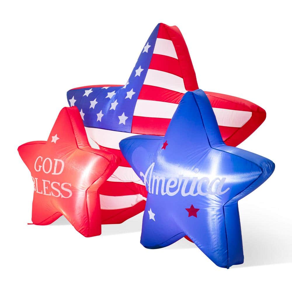 6 ft. Lighted Patriotic/Americana Inflatable Stars Decor - Hercitys