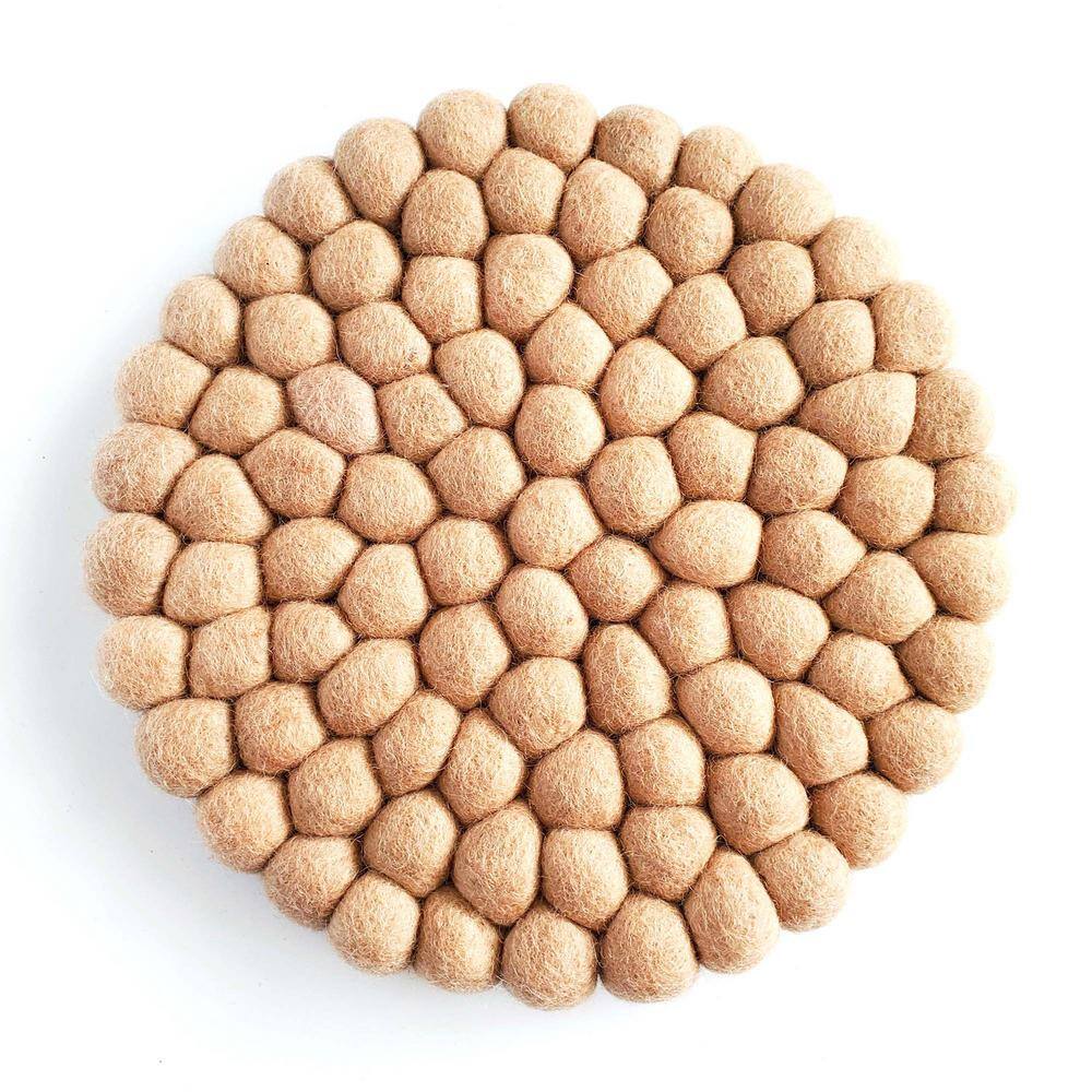 Rose.Quartz Tonal Felt Ball Coasters, Set of 4 - Hercitys