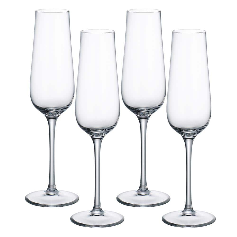 Purismo 9 fluid oz. Lead Free Crystal Champagne Glass (4-Pack) - Hercitys