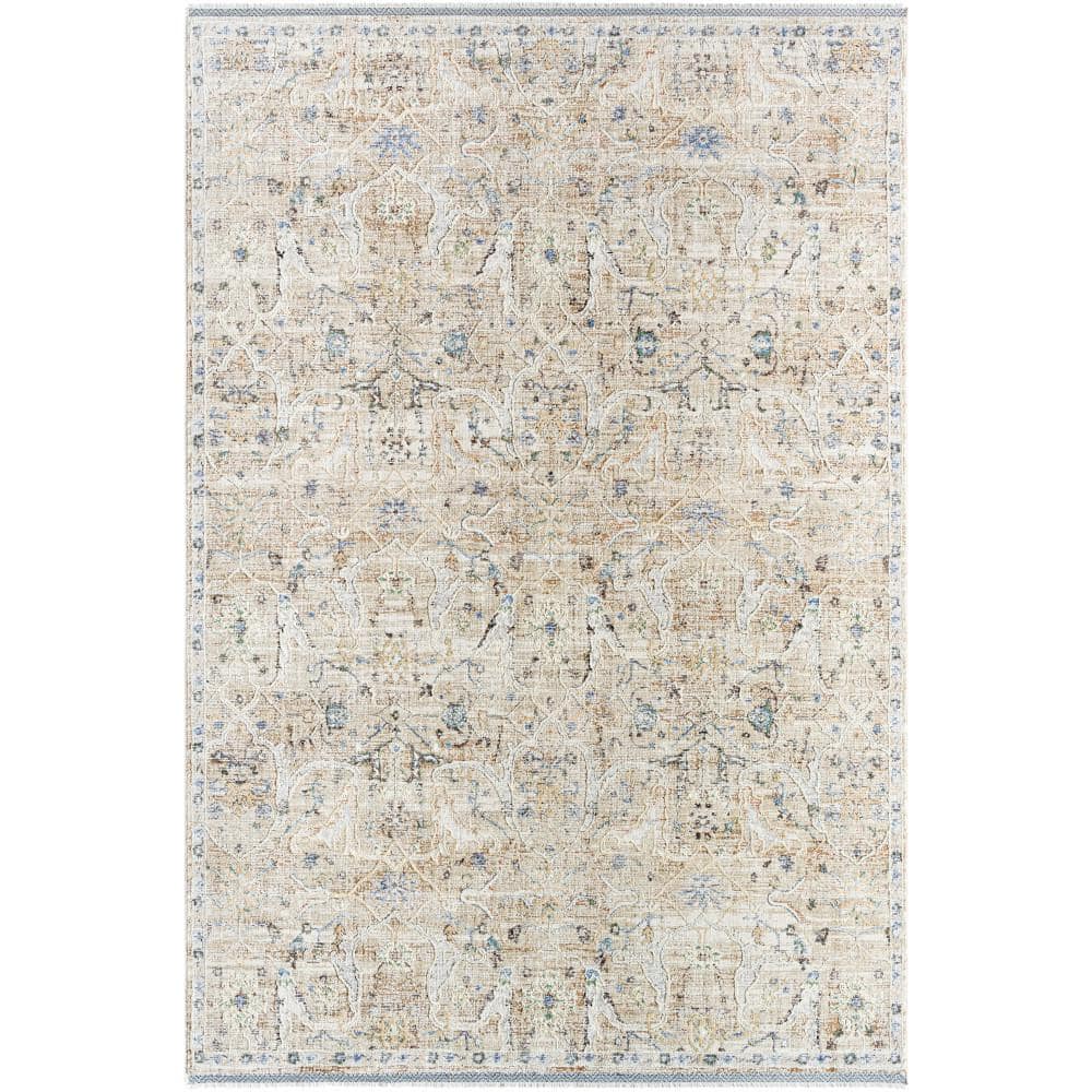 Rivaldo Cream/Light Brown Oriental 5 ft. x 7 ft. Indoor Area Rug - Hercitys
