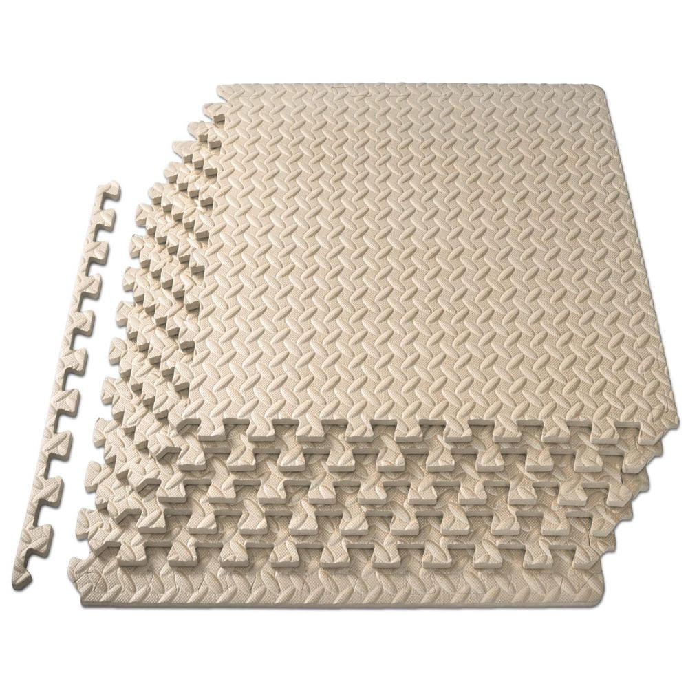 Beige 24 in. W x 24 in. L x 0.5 in. T EVA Interlocking Foam Gym Flooring Mat (6 Tiles/Pack) (24 sq. ft.) - Hercitys