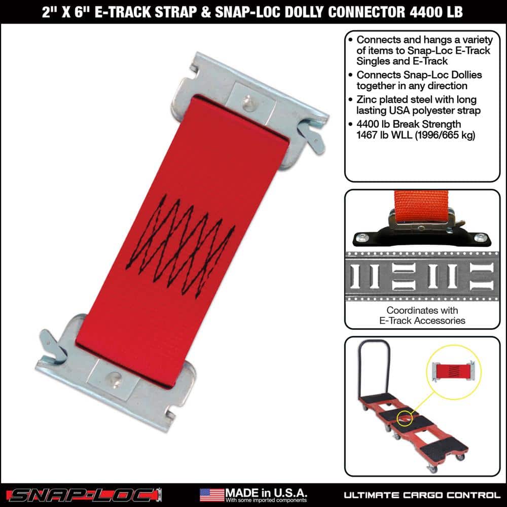 6 in. x 2 in. Multi-Use Logistic E-Strap Dolly Connector in Red (2-Pack) - Hercitys