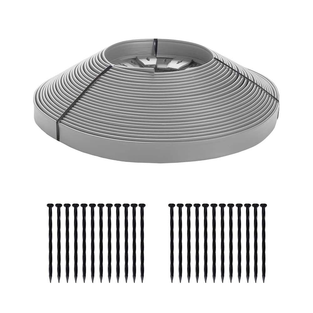 75 ft. L x 2.5 in. W x 1.7 in. H Commercial Grade Gray Plastic No-Dig Edging Kit - Hercitys