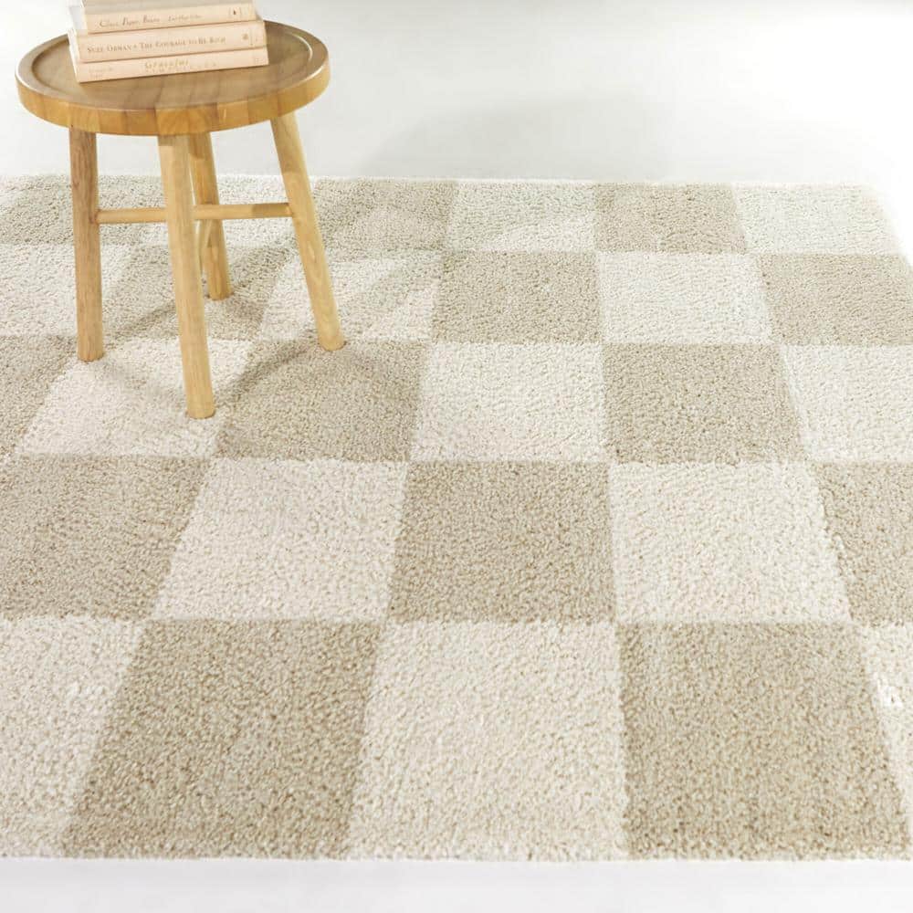Reinhart Beige 5 ft. x 7 ft. Checkered Area Rug - Hercitys