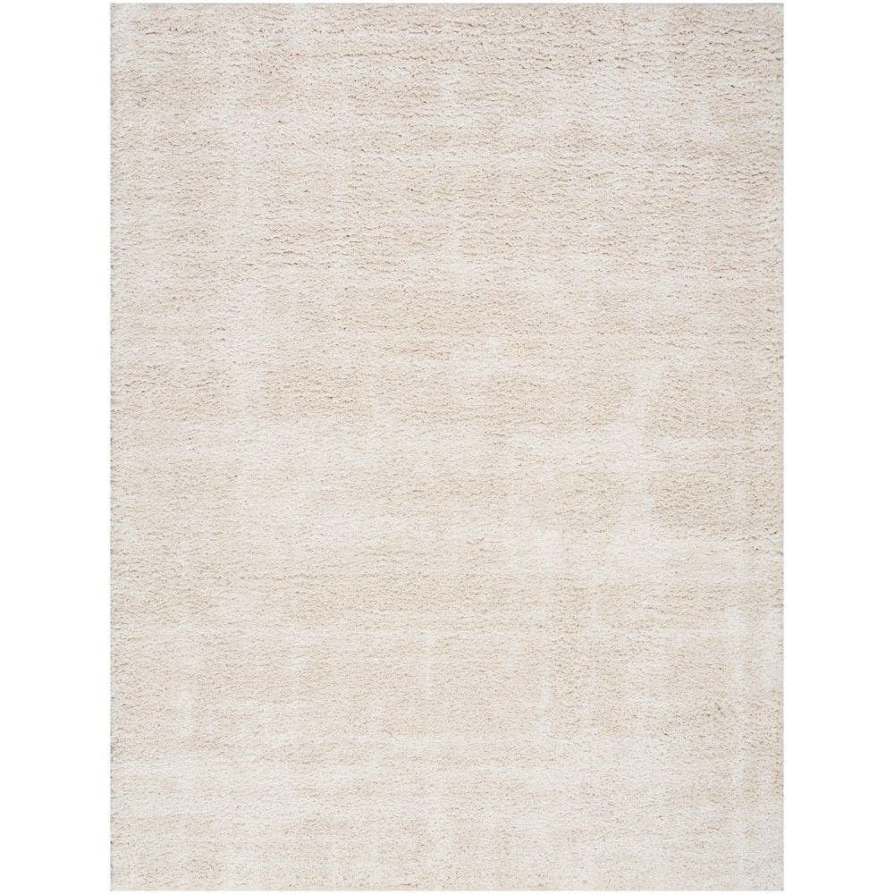 Modern Shag Ivory Beige 5 ft. x 7 ft. Abstract Contemporary Area Rug - Hercitys