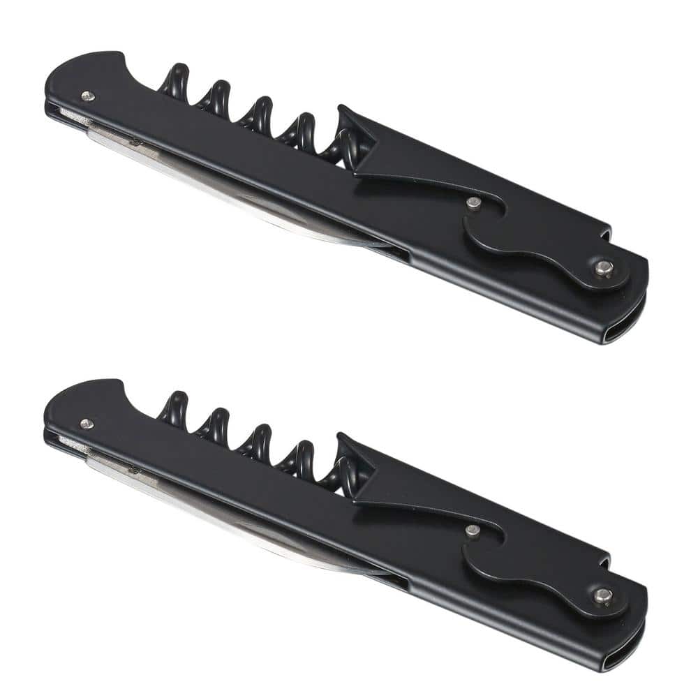 Zoro Matte Black Corkscrewer with Bottle Opener (Set of 2) - Hercitys