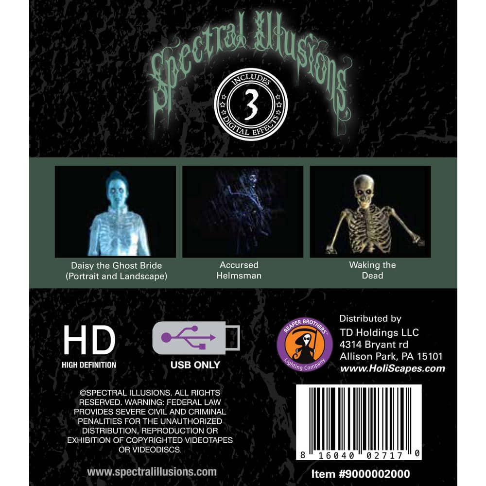 Spectral Illusions Ghosts and Spirits Halloween Digital Decoration on USB with 5.5 ft x 9 ft gray screen - Hercitys