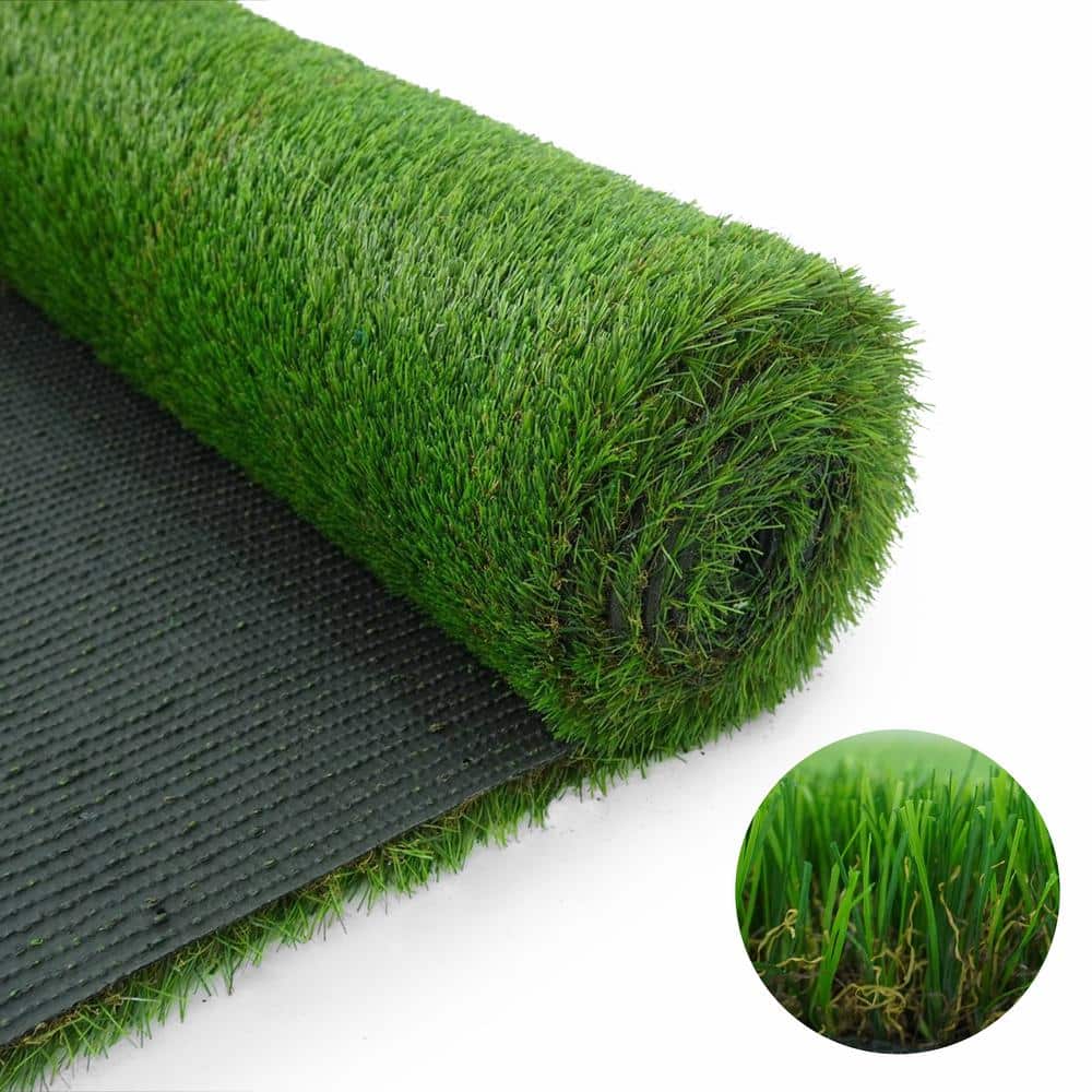 Green 3 ft. x 5 ft. Artificial Grass Turf, Grass Pad Mat for Pet Dogs, Fake Grass Rugs for Garden, Lawn, Patio & Balcony - Hercitys