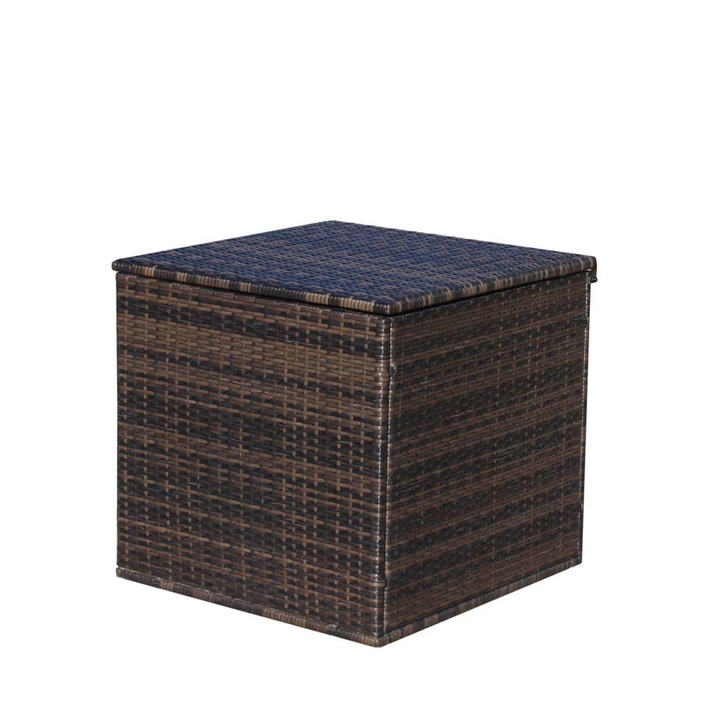 70 Gal. Wicker Deck Box, Patio Furniture Storage Box, Weight Capacity 130 lbs. -Brown - Hercitys