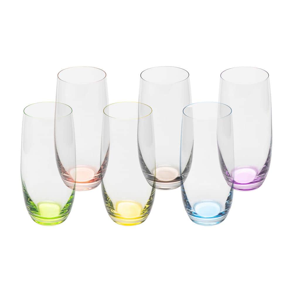 Rainbow 12 oz. Highball Glass x 6 Assorted Colors (Set of 6) - Hercitys