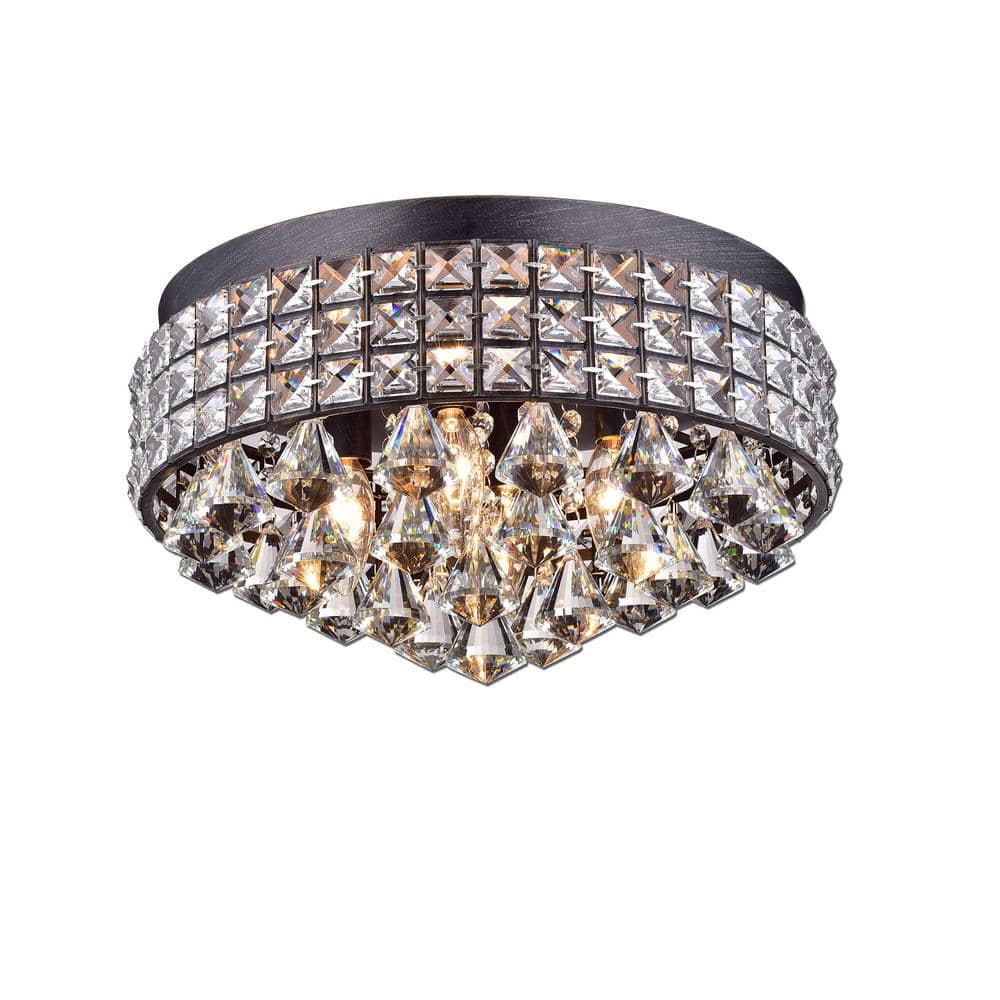 Selena 16 in. Antique Black Crystal Flush Mount - Hercitys