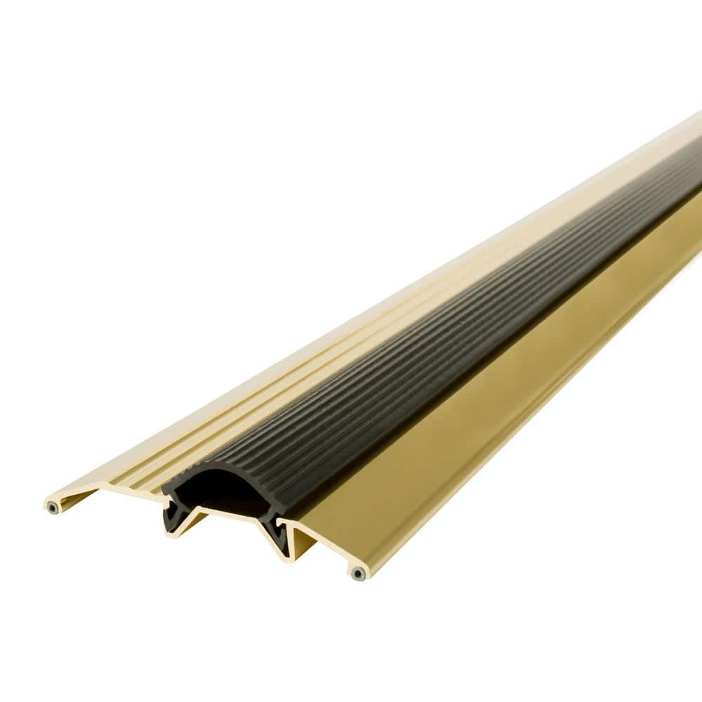Deluxe Low 3-3/4 in. x 65 in. Brite Gold Aluminum Threshold with Vinyl Seal - Hercitys