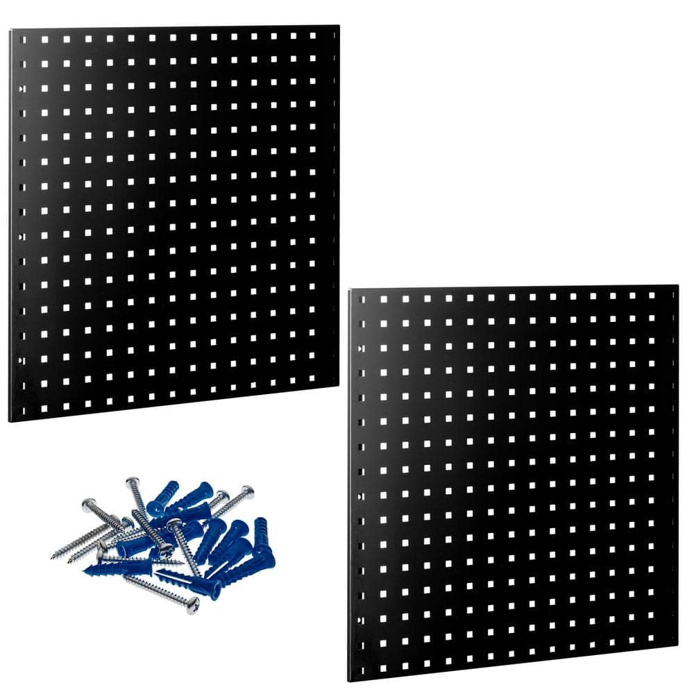 LocBoard 24 in. H x 24 in. W Steel Pegboard in Black (2-Pack) - Hercitys