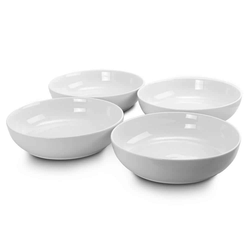 Extra Wide 8.5 in. White Dinner and Serving Bowl (Set of 4) - Hercitys
