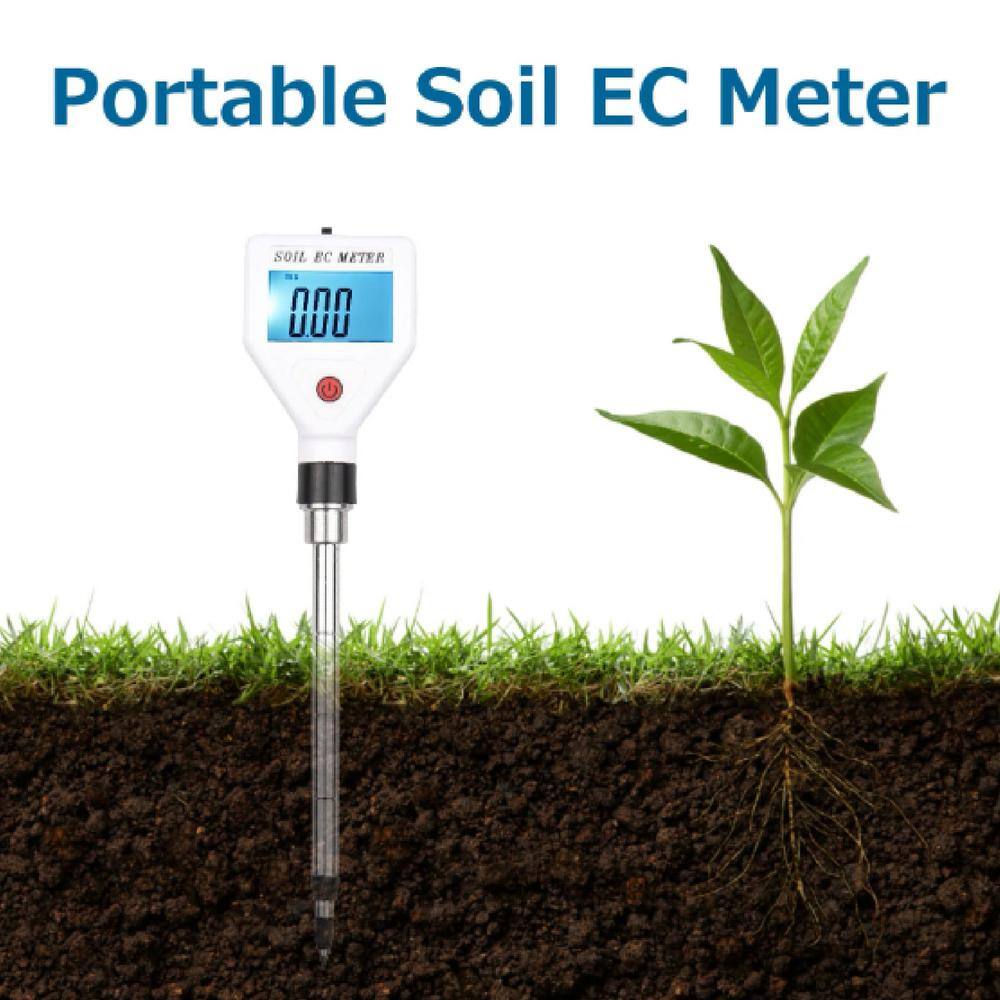Digital Soil Tester with Backlight Screen Soil EC Meter Portable Soil Salinity Tester for Greenhouse/Garden/Farm, White - Hercitys
