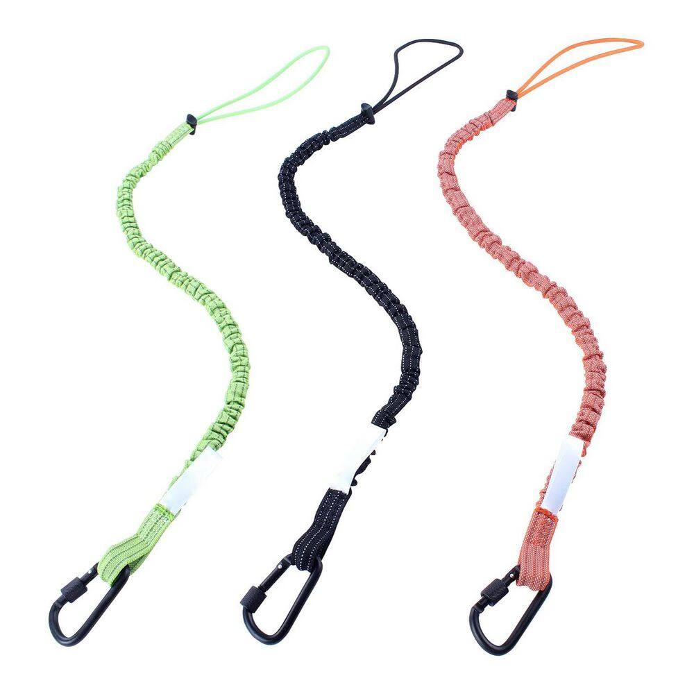Lanyard Series 3 ft Retractable Lifeline with Aluminum Screw Lock Carabiner Clip, Adjustable Loop-3 Pack - Hercitys