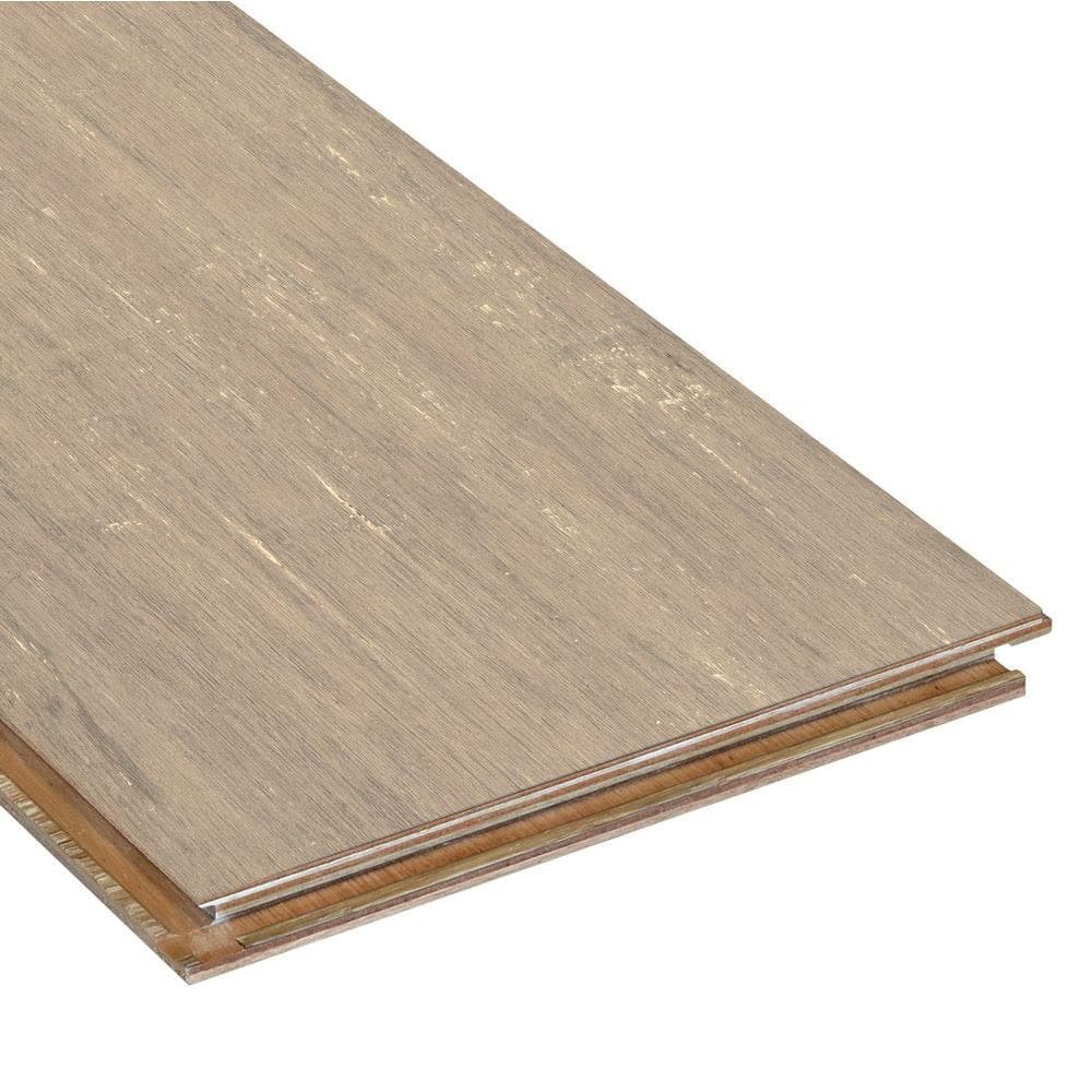 Poppyseed 1/2 in. T x 7.5 in. W Hand Scraped Strand Woven Engineered Bamboo Flooring (30.3 sq.ft./case) - Hercitys