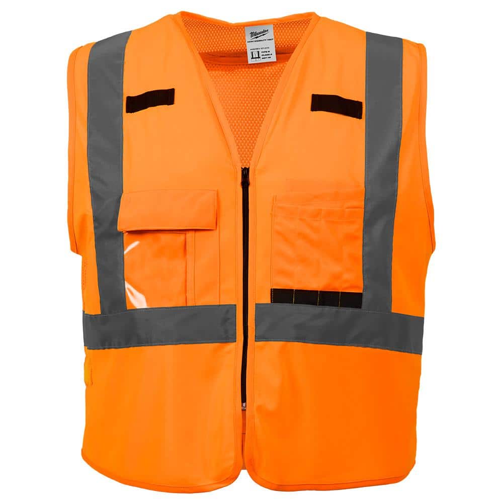 Small/Medium Orange Class 2 High Visibility Safety Vest with 10 Pockets - Hercitys