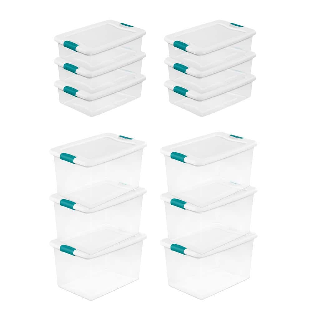 64-Qt. Plastic Stacking Container in Clear (6-pack) and 32-Qt. Plastic Stacking Container in Clear (6-pack) - Hercitys