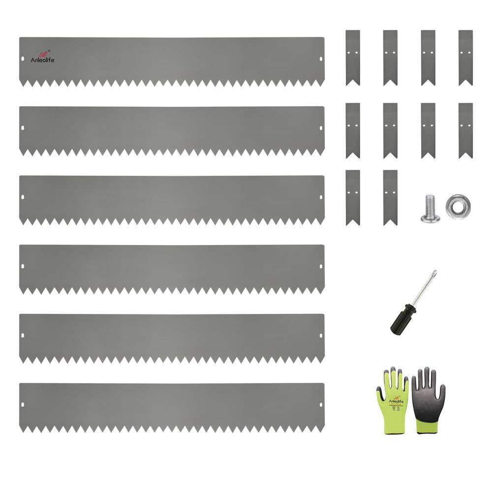 6-Pack 6 in. H x 40 in. W Quartz Grey Garden Landscape Galvanized Steel Edging with Gloves and 10-Stakes - Hercitys