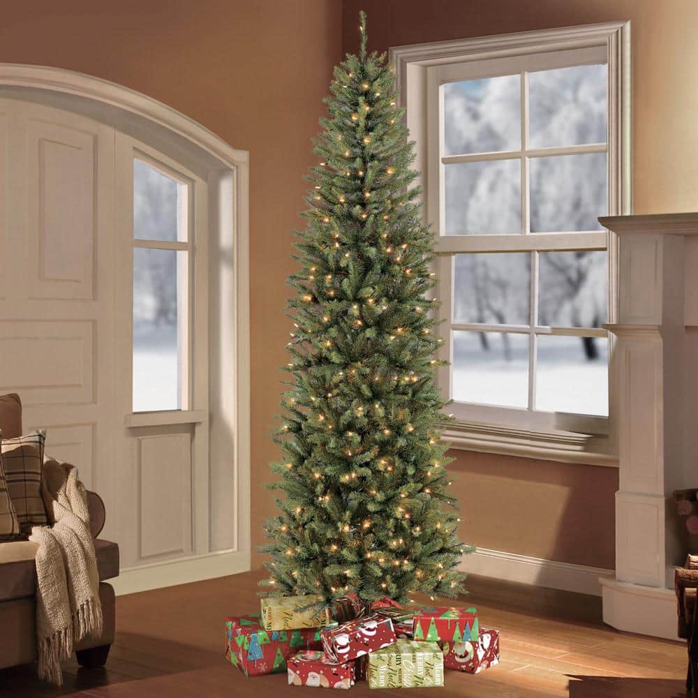 7.5 ft. Prelit Fraser Fir Pencil Tree Artificial Christmas Tree with 350 Clear Lights - Hercitys