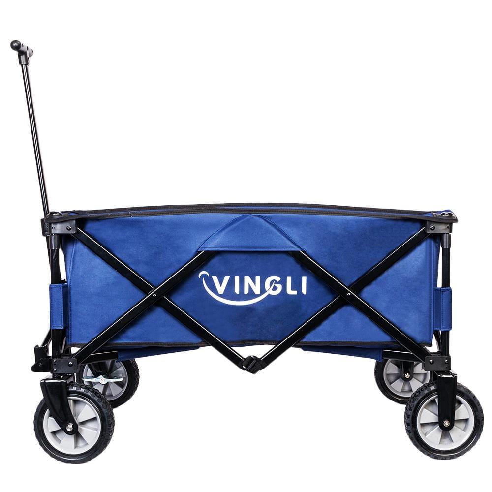 Collapsible Wagon Steel Garden Cart in Blue - Hercitys