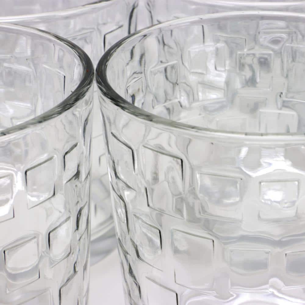 Great Foundations Tumbler and Double Old-Fashioned Glass Set in Square Pattern (16-Pack) - Hercitys