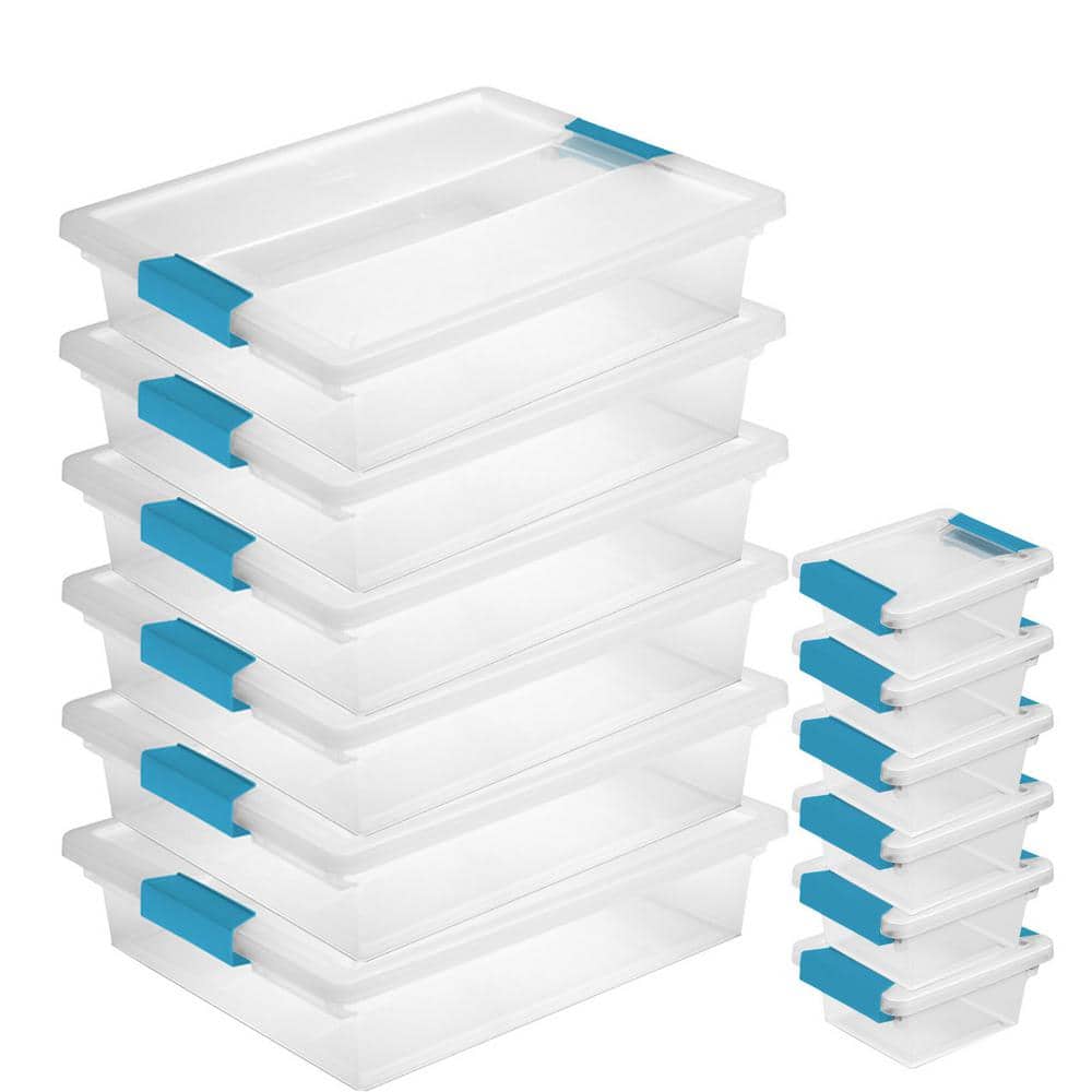 Plastic Large Clip Clear (6 Pack) and Mini Clip Storage Box (6 Pack) - Hercitys