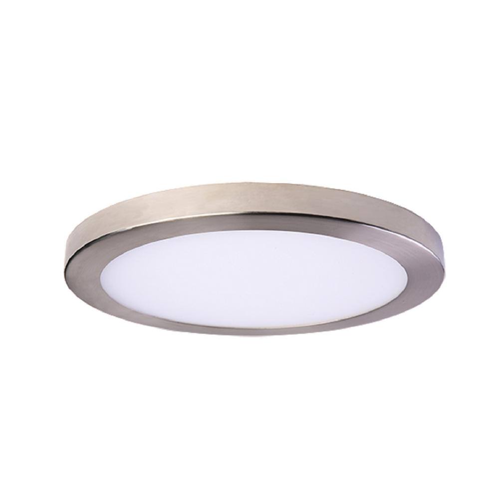 Round Slim Disk Length 11 in. Nickel New Construction Recessed Integrated LED Trim Kit Round Fixture 3000K Warm White - Hercitys