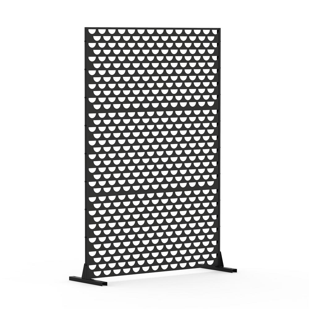 70 in. Outdoor Patio Decorative Fences Indoor Room Space Divider Stand Freestanding Metal Privacy Screen, Semicircular - Hercitys
