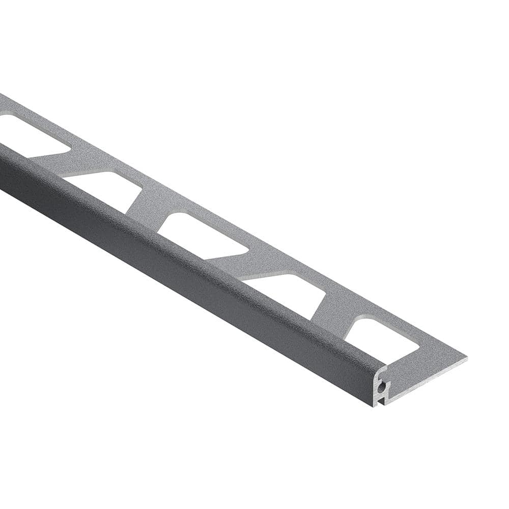 Jolly Pewter Textured Color-Coated Aluminum 0.375 in. x 98.5 in. Metal L-Angle Tile Edge Trim - Hercitys