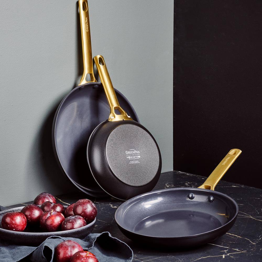 Reserve 3-Piece, 8 in., 10 in. and 12 in. Frypan Set in Black - Hercitys