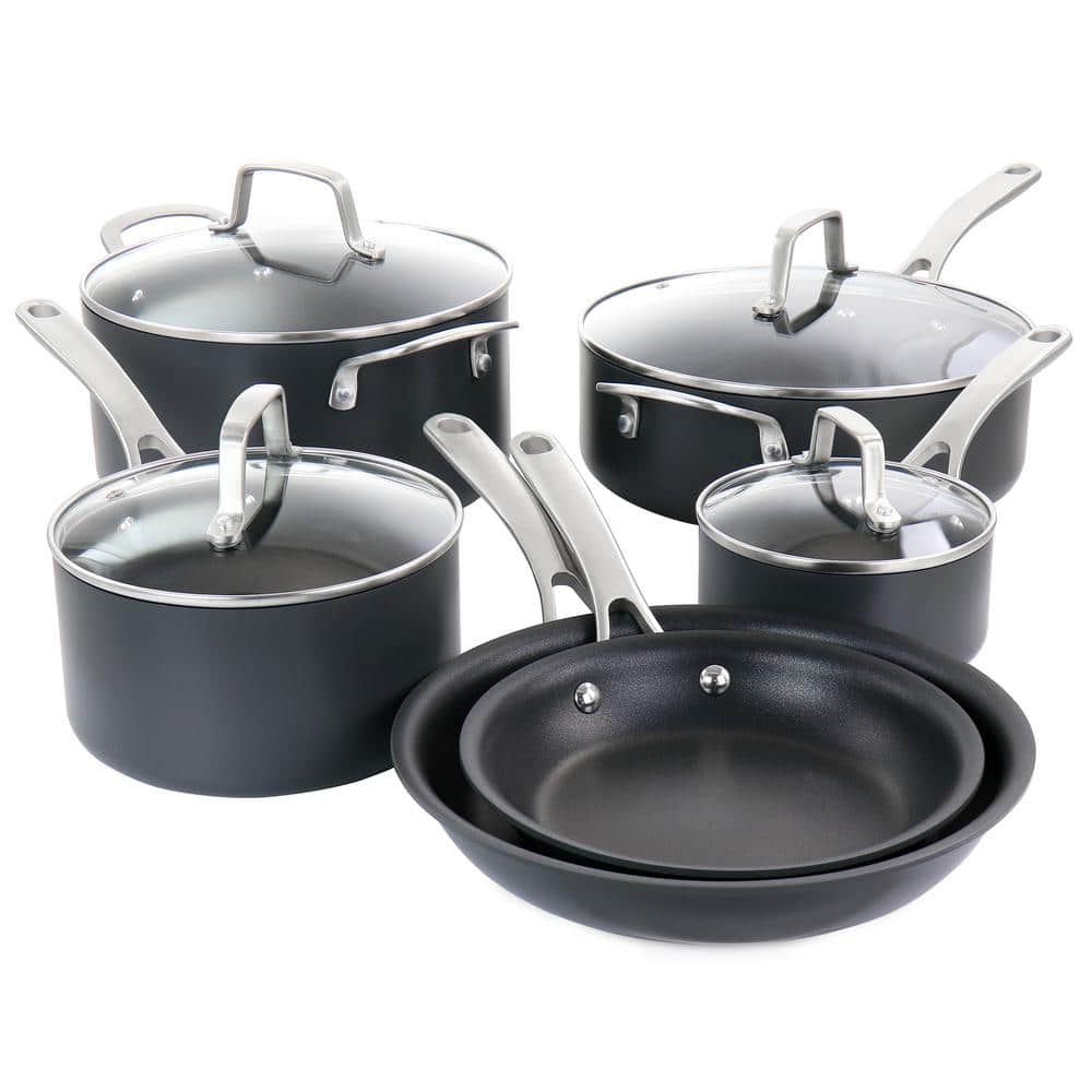 Martha Stewart 10-Piece Matte Black Nonstick Hard Aluminum Cookware Set - Hercitys