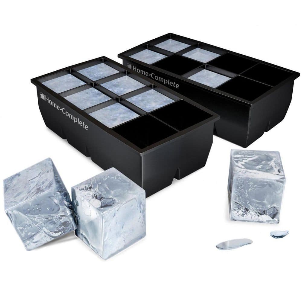 Home-Complete Large Ice Cube Molds 2-Piece Silicone Big Cubes BPA -free Trays Makes 8.2 in. x 2 in. - Hercitys