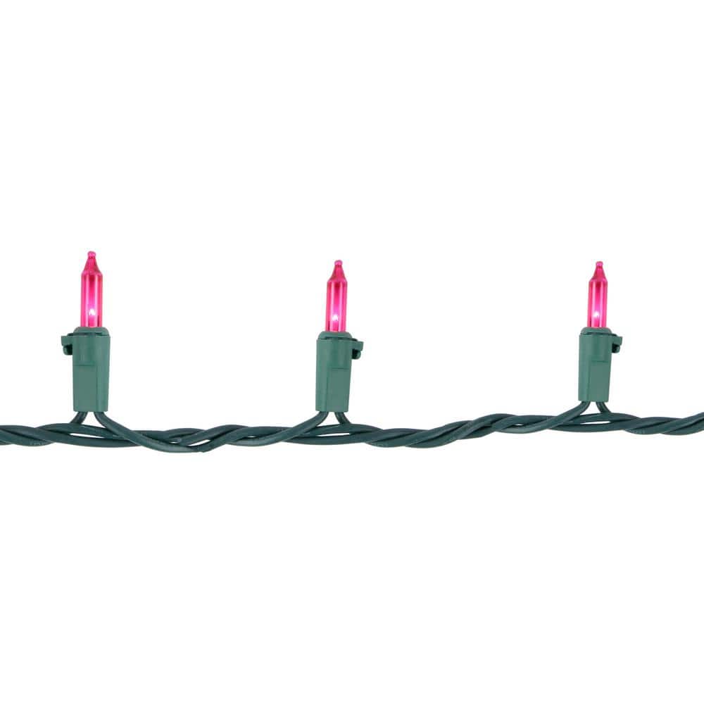 Set of 100 Pink Mini Christmas Lights 2.5 in. Spacing with Green Wire - Hercitys