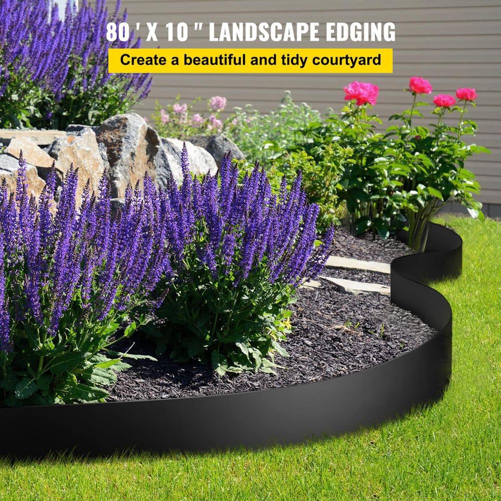 Plastic Landscape Edging 10 in. x 80 ft. Recycled HDPE Coiled Terrace Board for Landscaping Against Invading Weeds - Hercitys