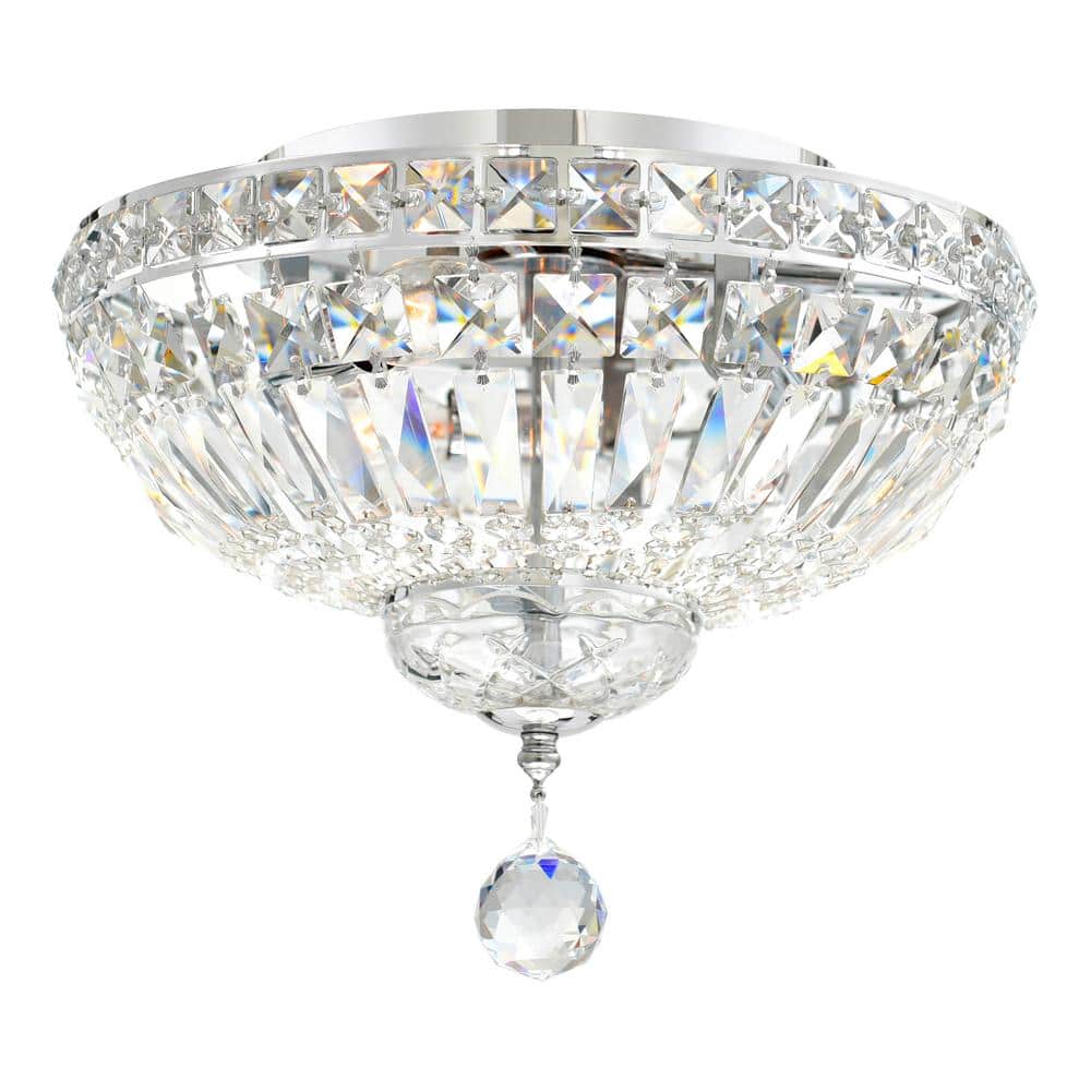 Stefania 3 Light Bowl Flush Mount With Chrome Finish - Hercitys