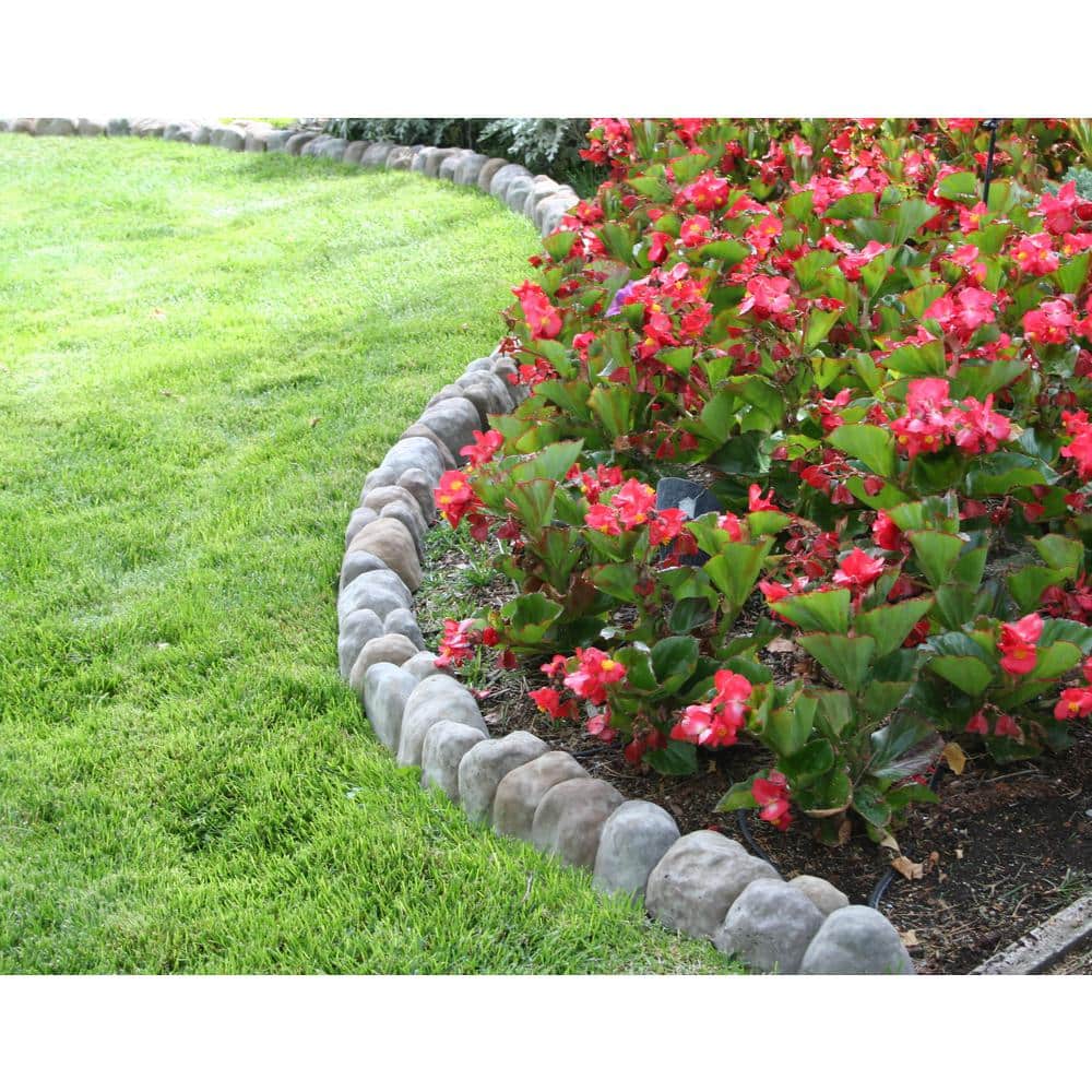 Edgestone 4 in. x 12 in. x 3 in. Multi-Colored Concrete Overlapping RIVER ROCK Edging (10-Pack) - Hercitys