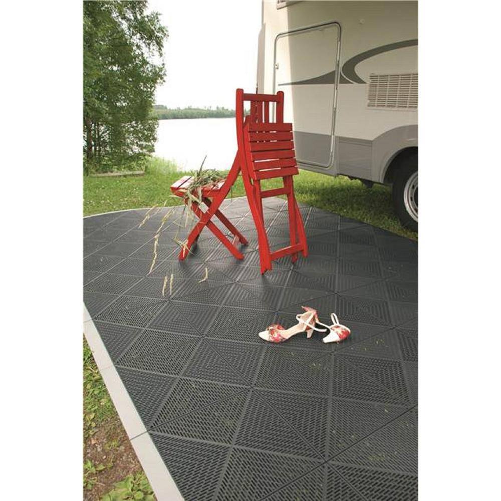 Unique 14.9 in. x 14.9 in. Graphite Polypropylene Garage Floor Tile (21.6 sq. ft. / case) - Hercitys