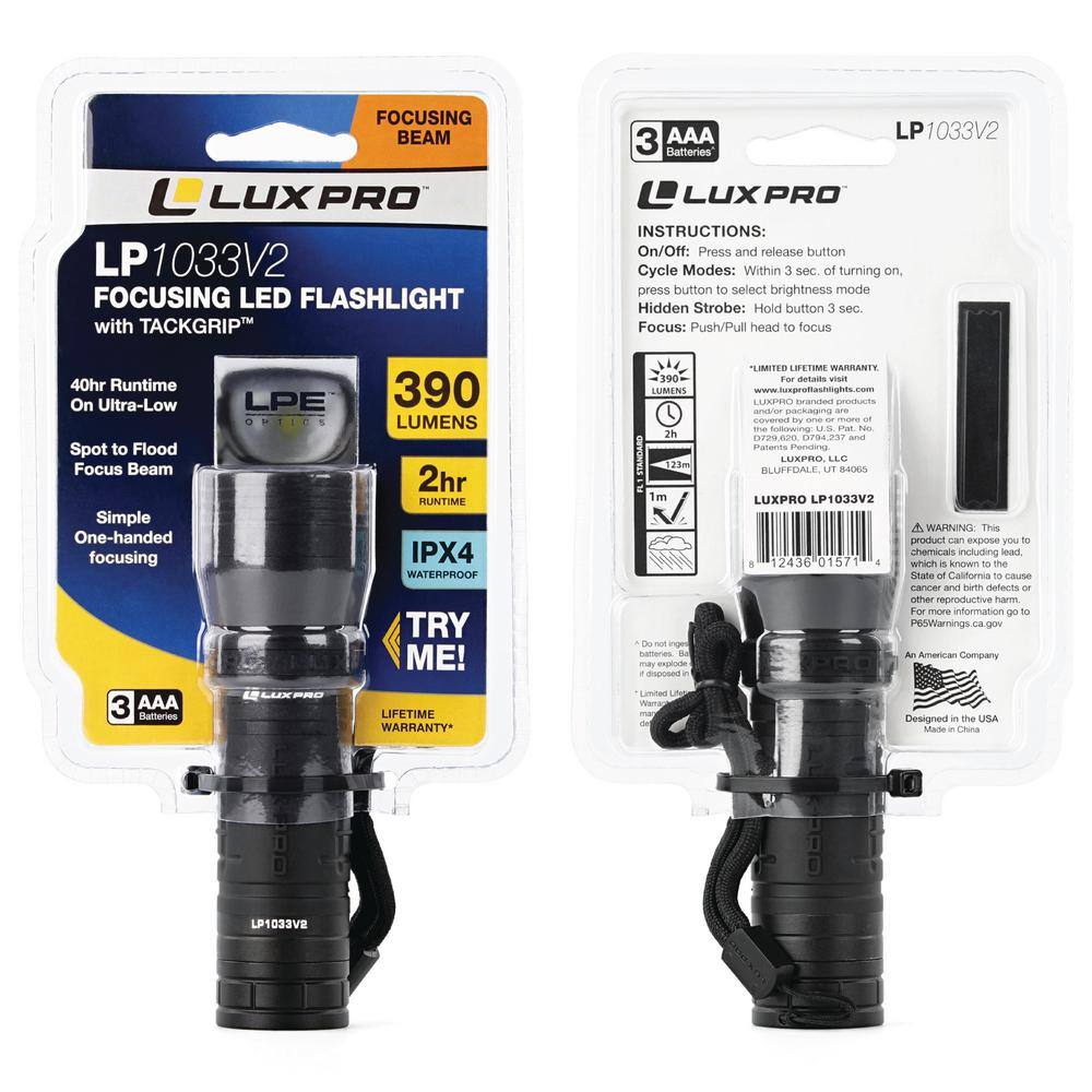 Focus 390 Lumens LED Handheld Flashlight with TackGrip - Hercitys